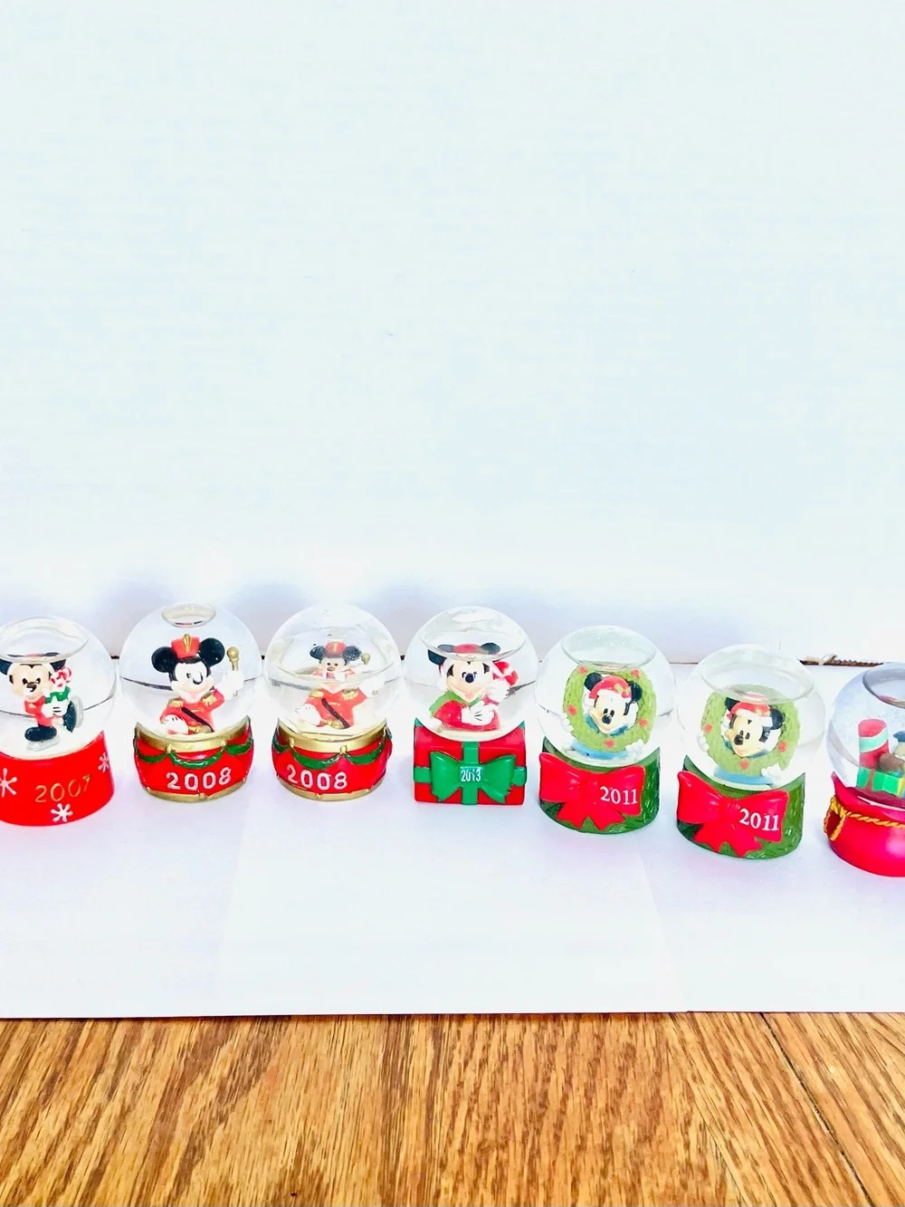 Disney Christmas Mini Snow Globes Lot(8) 2 Have Low Water JC Penny Read 2.5in